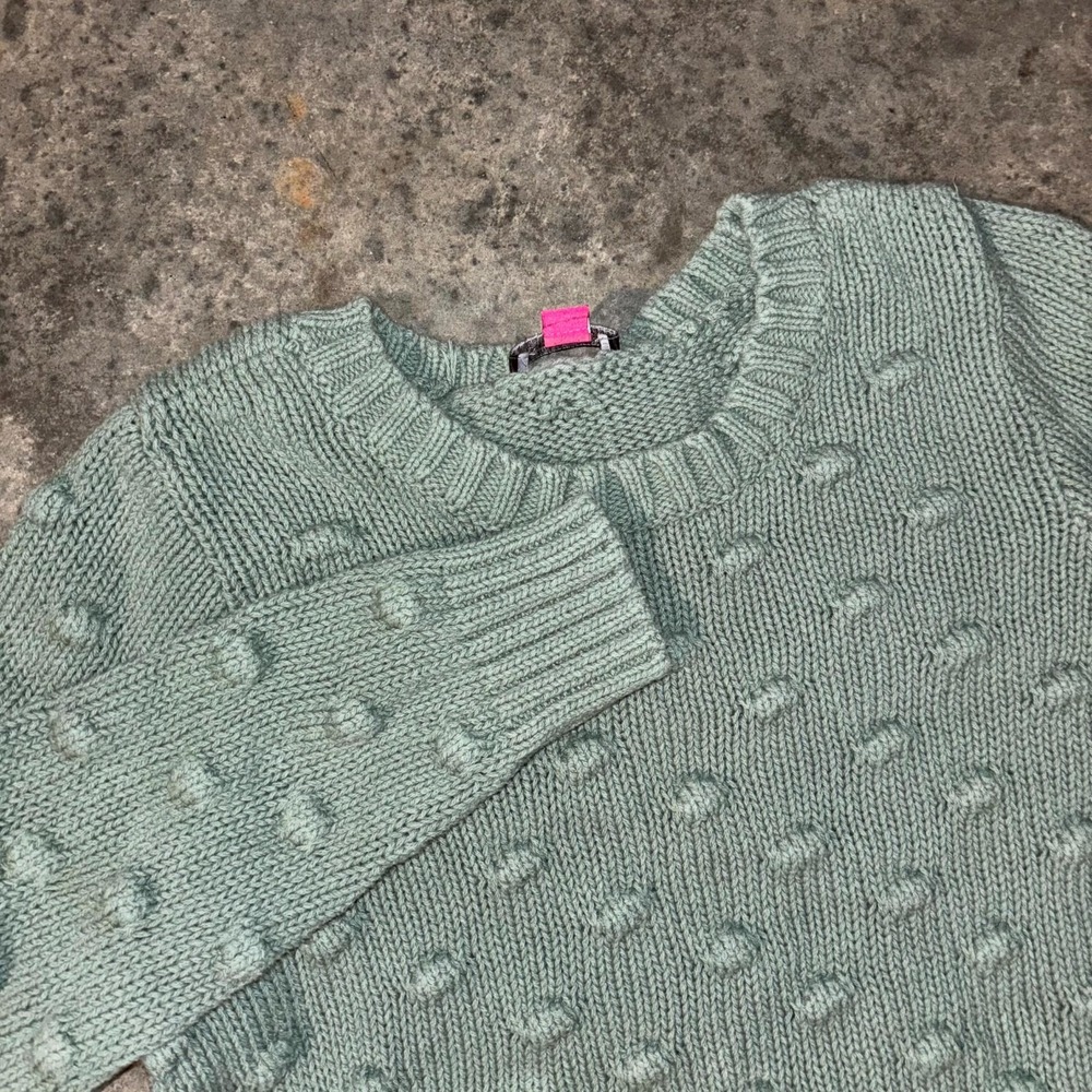 Vince Camuto Sweater Womens Large Green Cotton Chunky Knit Textured Winter